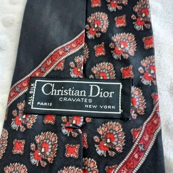 Vintage Christian Dior Tie Cravates Baskin Collab Logo Paris New York Necktie - Picture 2 of 13